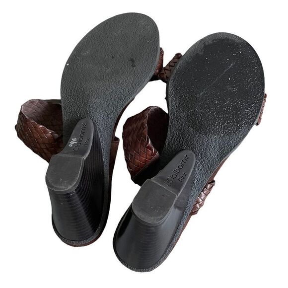 LIZ CLAIBORNE Woven Braided Leather Slip-On Wedge Sandals Shoes Brown 10 - Picture 10 of 10